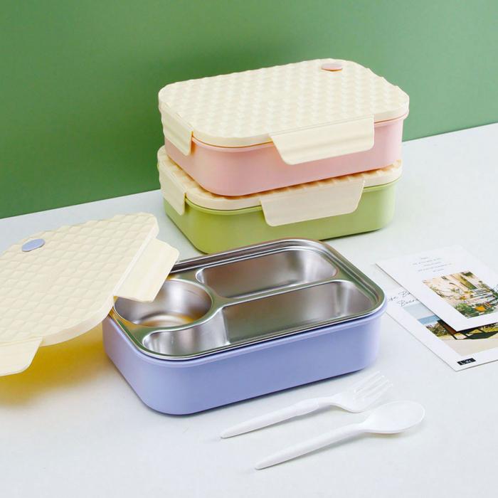 菱派三格不銹鋼便當盒