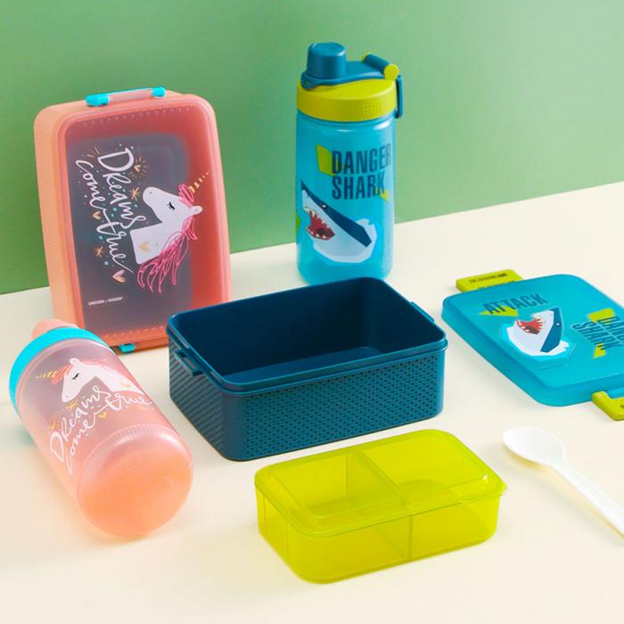 童彩3格飯盒+運動水壺